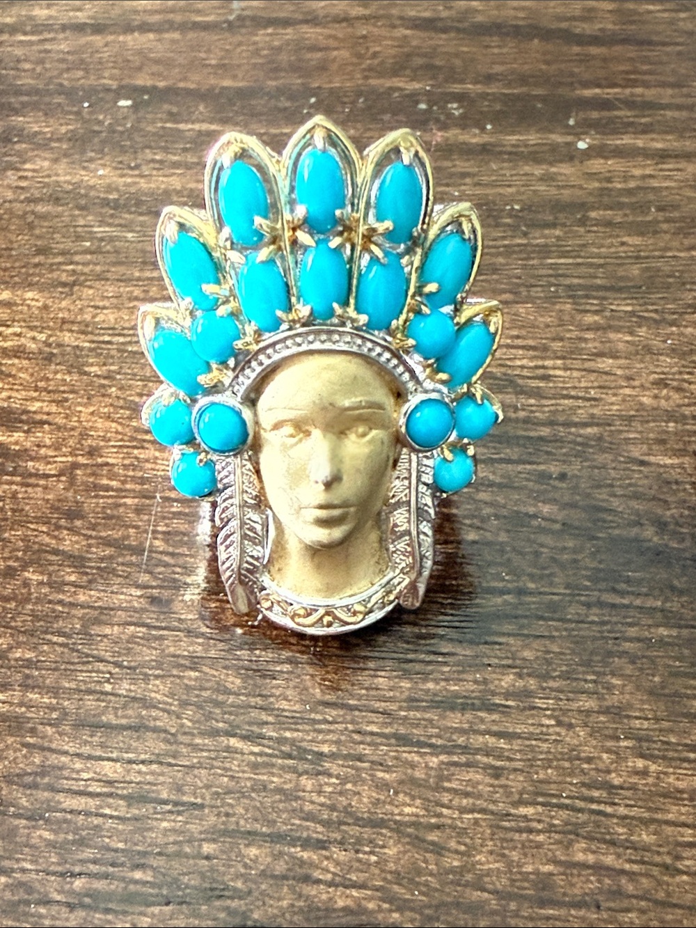 Vintage Michael Valitutti Turquoise Headdress Statement Ring - Women's Jewelry